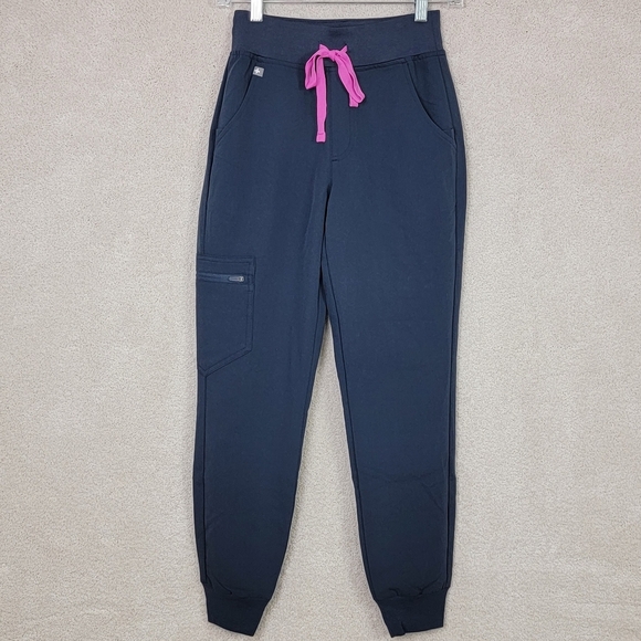 Figs NEW Petite Navy Zamora High Waisted Petite Joggers Scrub Pants Sz XXSP - Picture 2 of 12